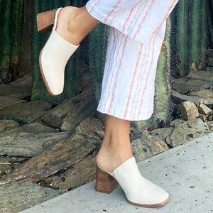 Vince Camuto Cream Leather "Bristina" Mules